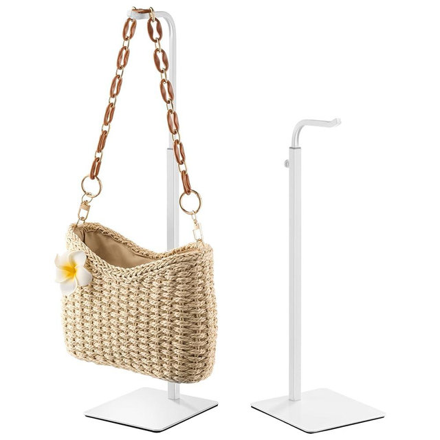 Josmimic 2 Pcs Purse Holder Handbag Display Stand: Hanger Rack Showing Bags, Purses, and Wreath, Adjustable Hook Stand for Tabletop, Closet, Desk, and Retail Use for Vendors, White