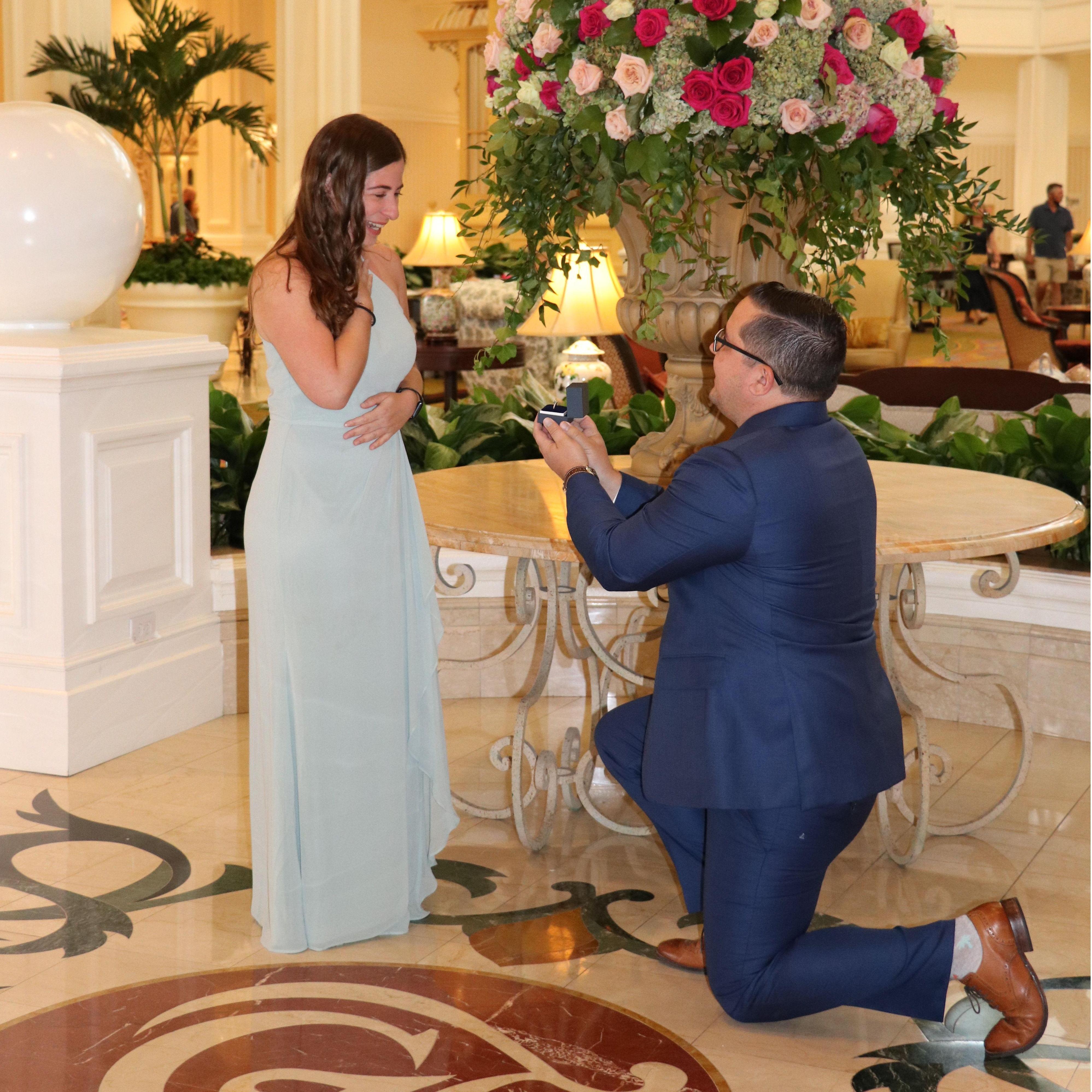 Alex proposed on our 7th anniversary at the Grand Floridian Resort in Orlando