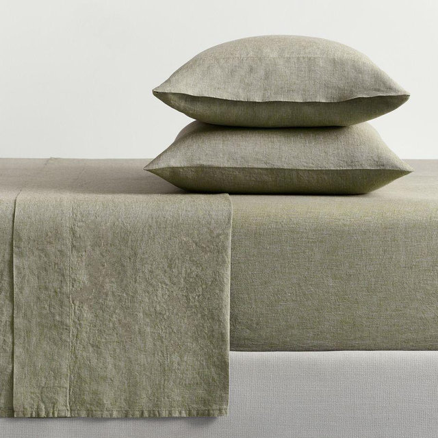 Classic Belgian Flax Linen Sheet Set, Loden, King