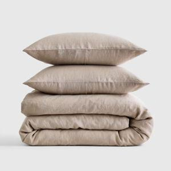 European Linen Duvet Cover Set - King/Cal King (Toffee)