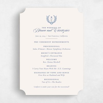 Blue Ticket Wedding Program - Loxley