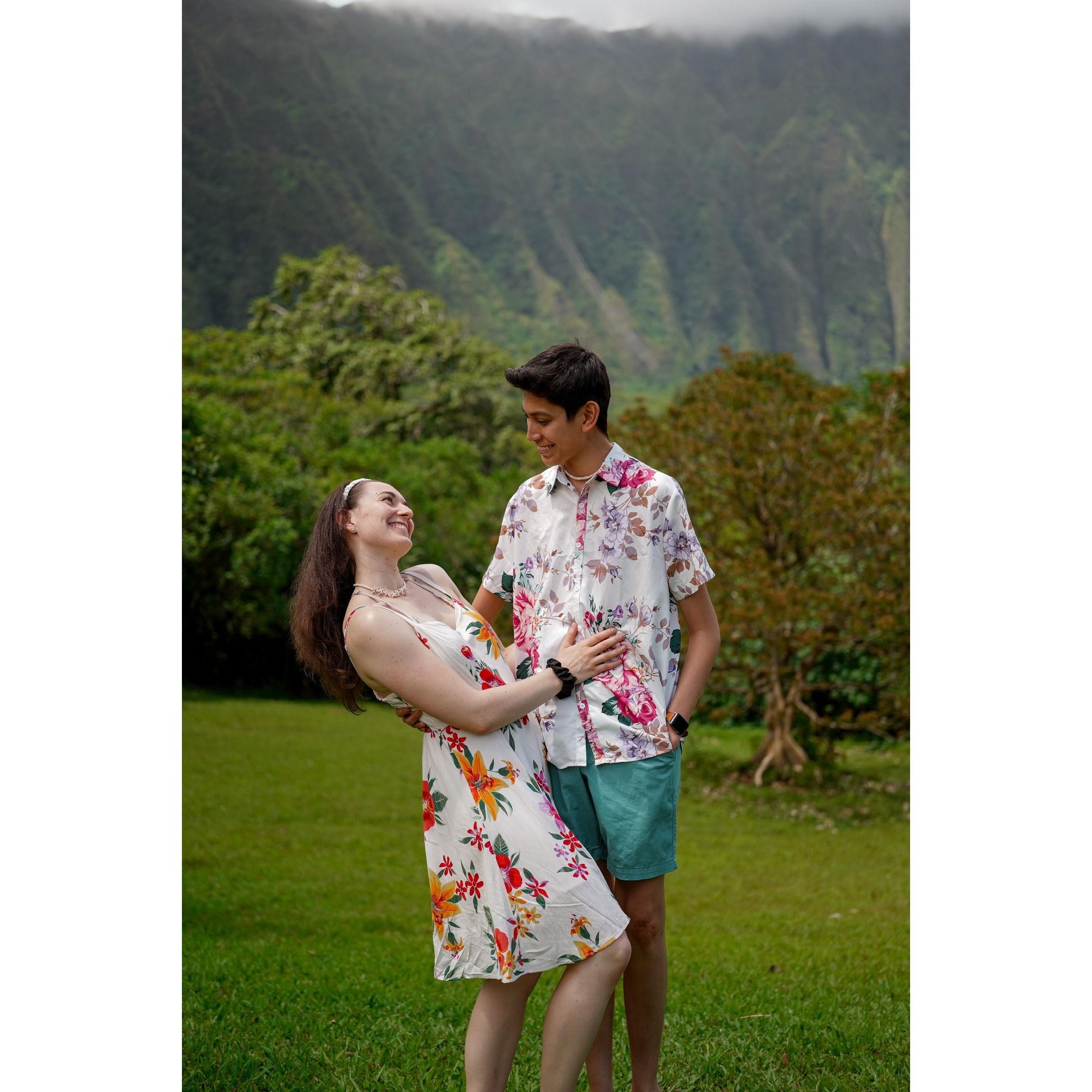 Yes, that background is real! Oahu is a beautiful island, we're so glad we got to experience it together.