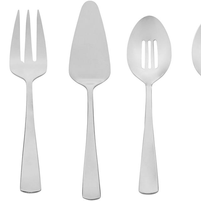AmazonBasics 5-Piece Stainless Steel Serving Utensil Set with Square Edge