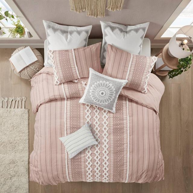3pc Full/Queen Imani Cotton Duvet Cover Set Blush