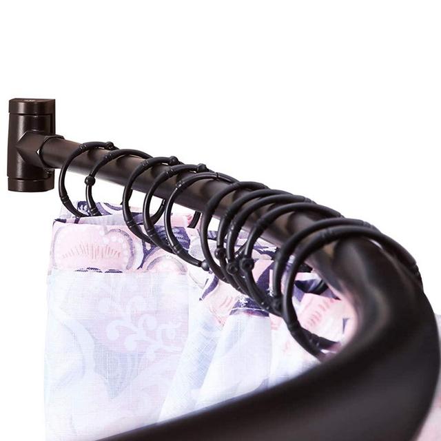 PrettyHome Adjustable Curved Shower Curtain Rod Rustproof Expandable Aluminum Metal Shower Rod 38-72 Inches Telescoping Design Exquisite Customizable for Bathroom,Bronze