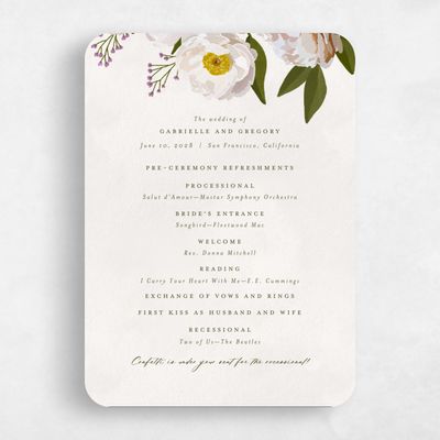Beige Rounded Wedding Program - Verano