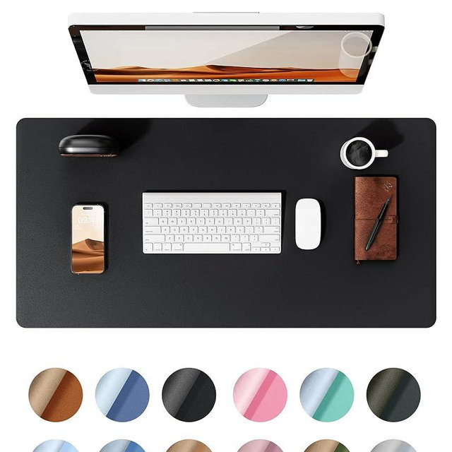 YSAGi Leather Desk Pad Protector, Office Desk Mat, Large Mouse Pad, Non-Slip PU Leather Desk Blotter, Laptop Desk Pad, Waterproof Desk Writing Pad for Office and Home (Black, 23.6" x 13.8")