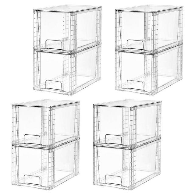 Vtopmart 8 Pack Large Stackable Storage Drawers,Clear Acrylic Drawer Organizers with Handles, Easily Assemble for Fridge, Bathroom,Kitchen Undersink,Cabinet,Pantry Organization and Storage
