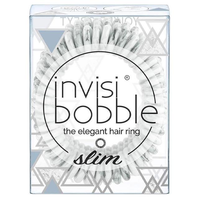invisibobble SLIM Traceless Spiral Hair Ties - You're Greyt - Marblelous Collection - Strong Elastic Grip Coil Hair Accessories for Women - No Kink, Non Soaking - Gentle for Girls Teens and Thick Hair