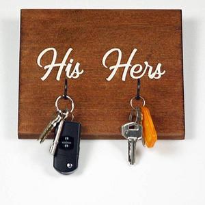 His and Hers | His and Hers Gift | Entryway Organiser | Wood Entryway Decor | Key Wall Hanger | Rustic | Home Decor | Key Hanger For Wall