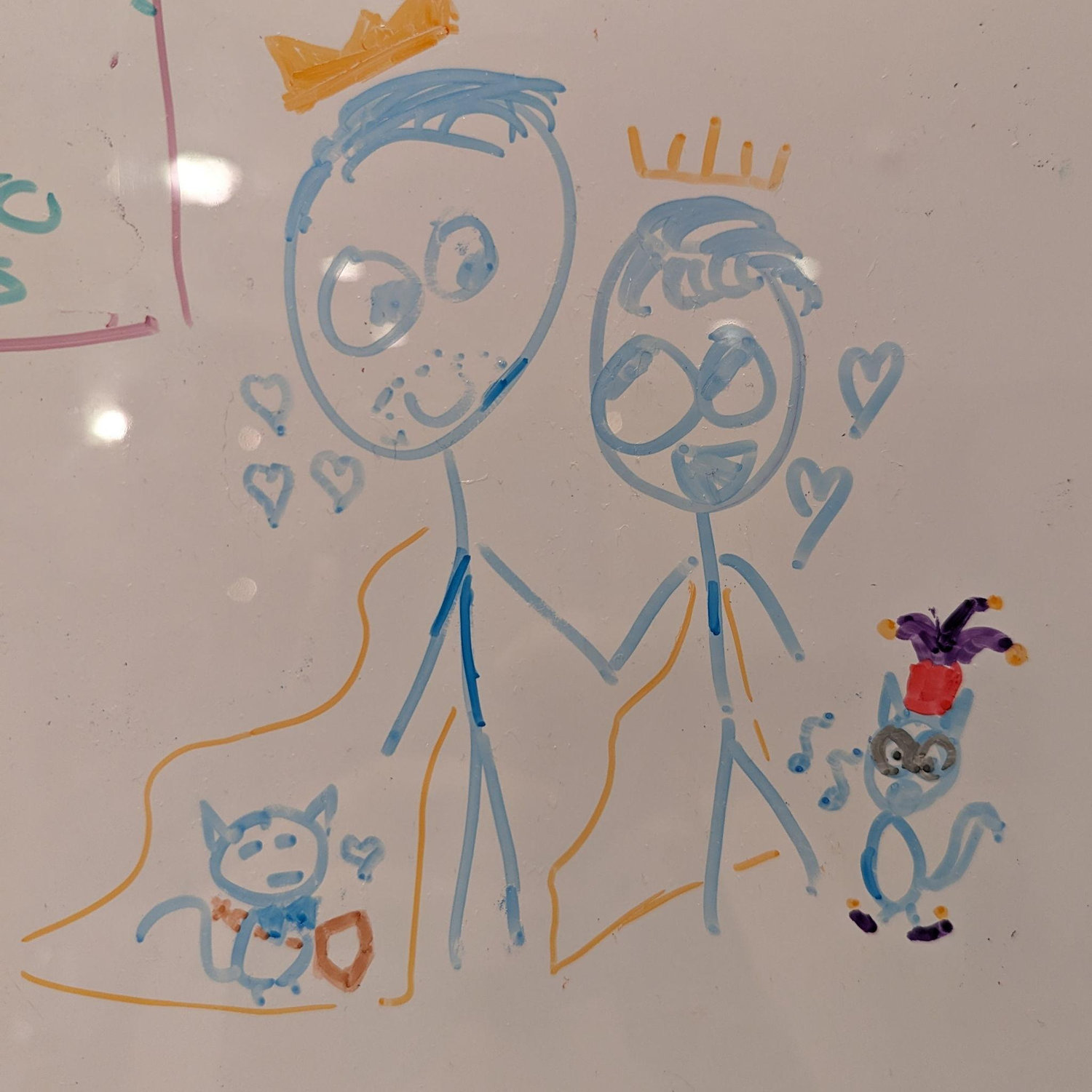 June 2023: Erin and Brian move into their first apartment together. They nickname it the Princess Palace because it is surprisingly spacious. Erin draws a picture of their new kingdom on the fridge whiteboard.
