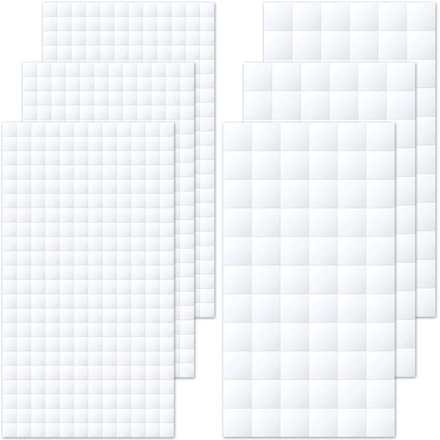Joez Wonderful 6 Sheets Foam Adhesive Squares, 990pcs Total Double Sided Self Adhesive Circles, Precut Squares Strips Foam Tape for DIY Arts & Crafts, 2 Sizes (0.47in/12mm, 0.24in/6mm)