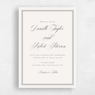 Light Oatmeal, Beige Wedding Invitation - Sydney Classic