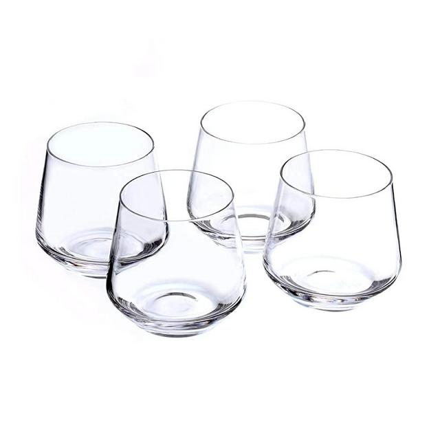 Whiskey Glass Set of 4-14oz, Old Fashioned Glass - Lead Free Hand Blown Rocks Glasses - Amallino