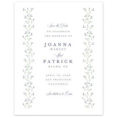Periwinkle, Purple Wedding Digital Save the Date - Ginevra Portrait