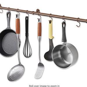 ROTHLEY 39.4 Inch Stainless Steel Wall Mounted Hanging Pot and Pan Rack with Adjustable S Hooks, Antique Copper