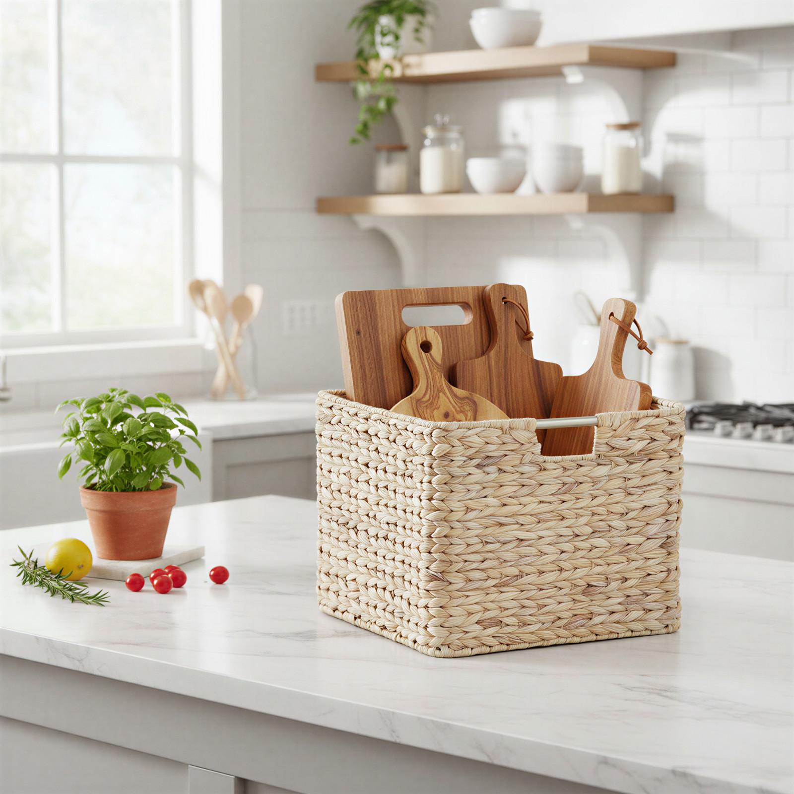 Household Essentials, Square Wicker Basket with Handle | Zola
