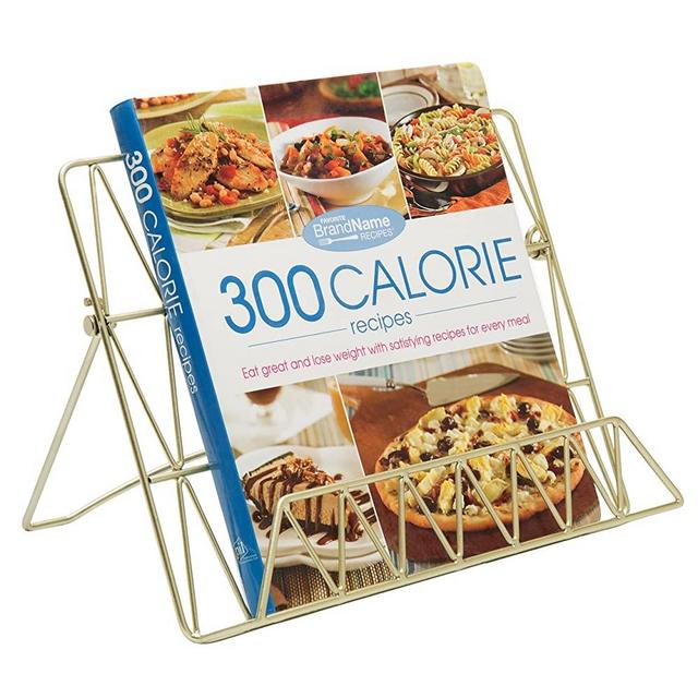 MyGift Modern Countertop Gold-Tone Metal Cookbook Stand, Support Stand for Books & Tablets