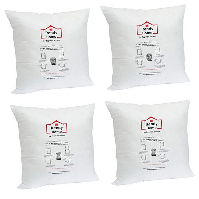 Trendy Home 20x20 Premium Hypoallergenic Stuffer Home Office Decorative Throw Pillow Insert, Standard/White 20x20(4pack)
