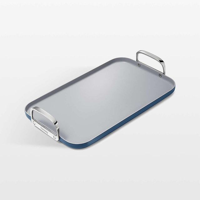 Caraway ® Navy Ceramic Non-Stick Double Burner Grill Pan