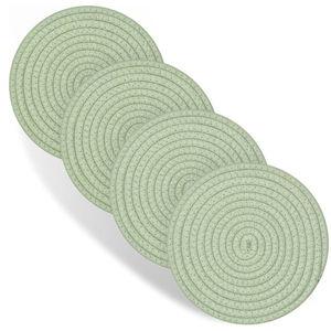Trivets for Hot Dishes, 4 Pot Holders for Kitchen, Heat Resistant Mats for Countertop, 8 Inch Hot Pads for Hot Pots and Pans, Coaster, Home Essentials, Rustic Farmhouse Decor (Green)