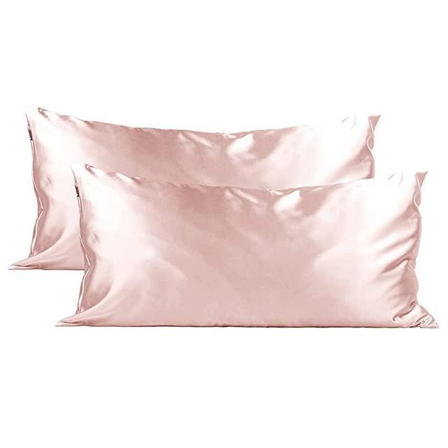Kitsch Satin Pillowcase for Hair & Skin - Softer Than Silk Pillowcase for Hair and Skin | Cooling Satin Pillowcases with Zipper | Satin Pillow Case Cover | Pillow Cases King Size (Blush(2 Pack)
