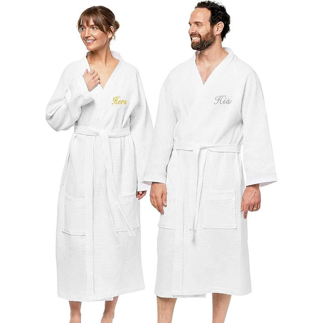 Kaufman Waffle Robes | Personalized & Monogramed | Unisex 100% Cotton Soft Luxury Bathrobes for Men & Women, Spa & Hotel