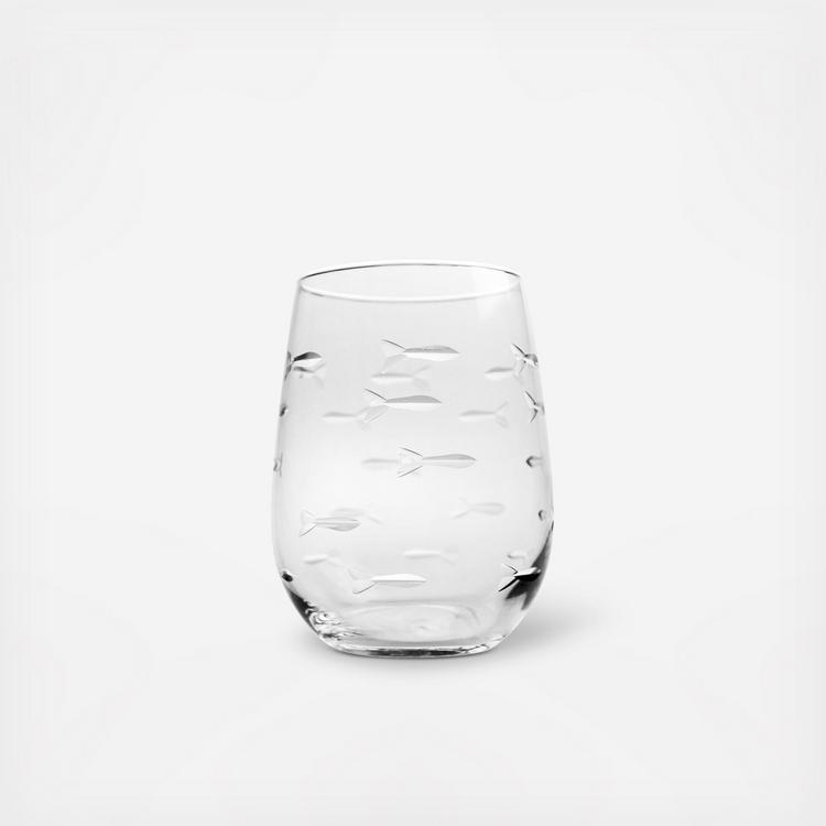 Rolf Glass Bourbon Street Set of 4 Stemless Wine Glasses