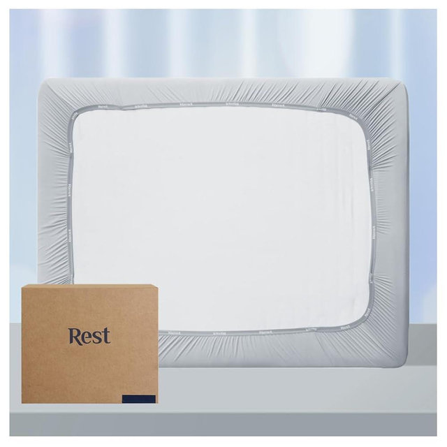 REST® Evercool®+ Cooling Fitted Sheet, King-Size 15’’Deep(Stretched up to 18’’) Silver Infused Cooling Bedding for Hot Sleeper and Night Sweat, for Fresh and Hygienic Sleep (Cool Gray)