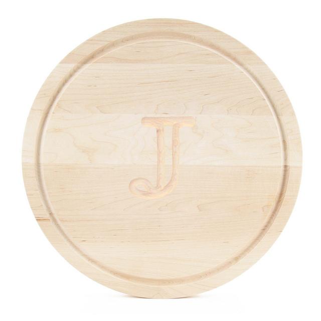 Cutting Board Company 16-Inch Round Wood Monogram Letter "J" Cutting Board in Maple