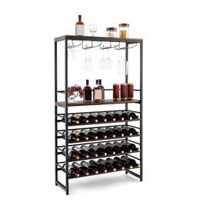 Freestanding Wine Bakers Rack with 4-Tier Wine Storage and 4 Rows of Stemware Racks