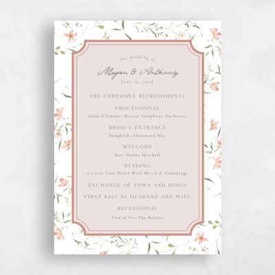 Light Mauve, Pink Wedding Program - Vasara