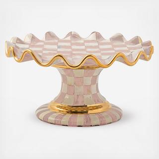 Rosy Check Ceramic Fluted Cake Stand