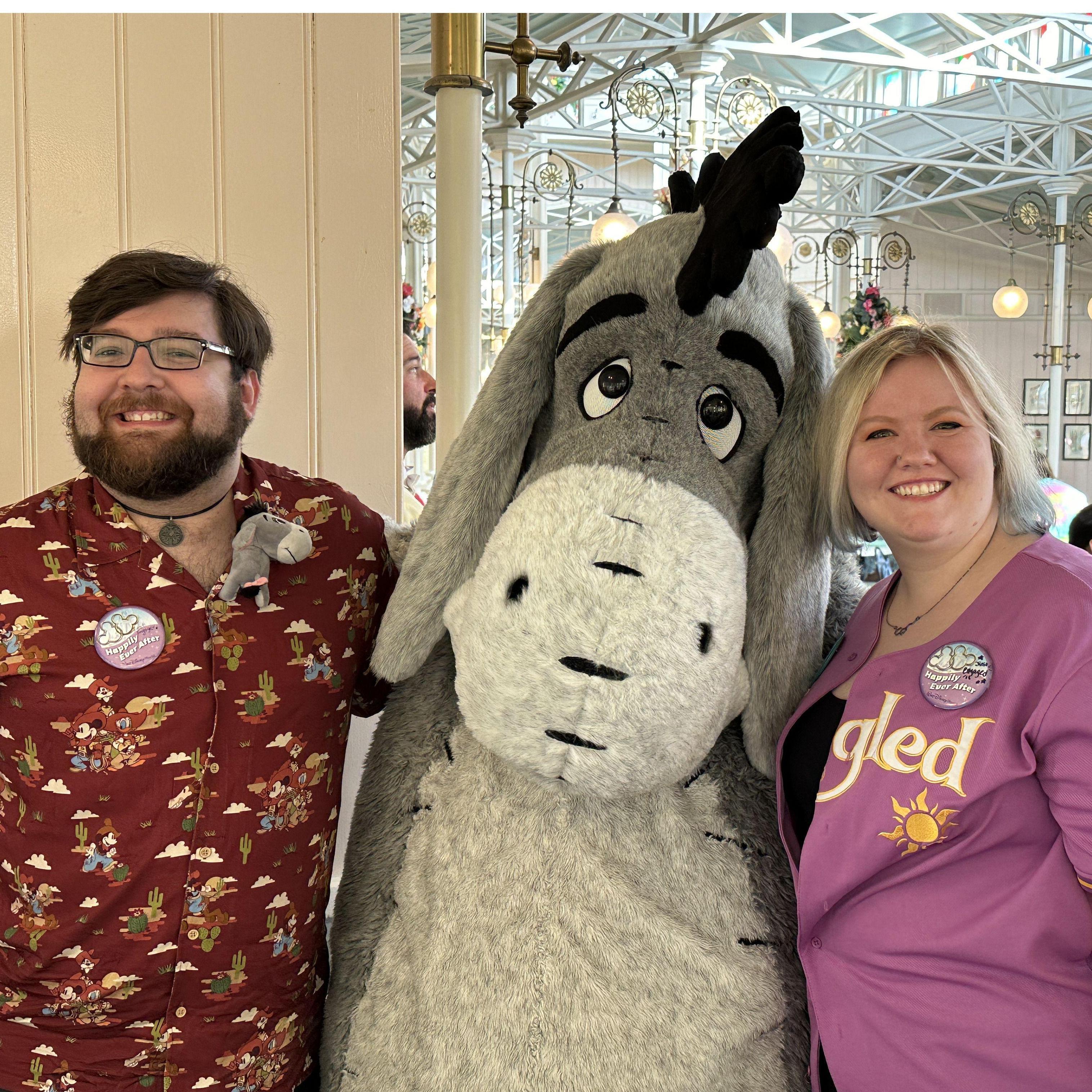 With Eeyore (one of Harrison's favorites) at Crystal Palace in Magic Kingdom.