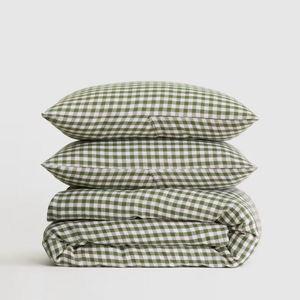 Olive Gingham Linen Duvet Cover Set | Quince
