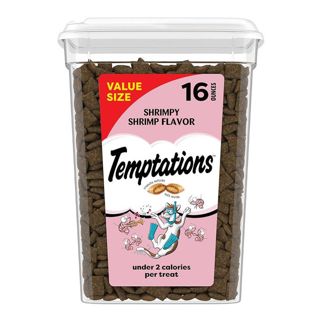 Temptations Classic Crunchy and Soft Cat Treats, Shrimpy Shrimp Flavor, 16 oz. Tub