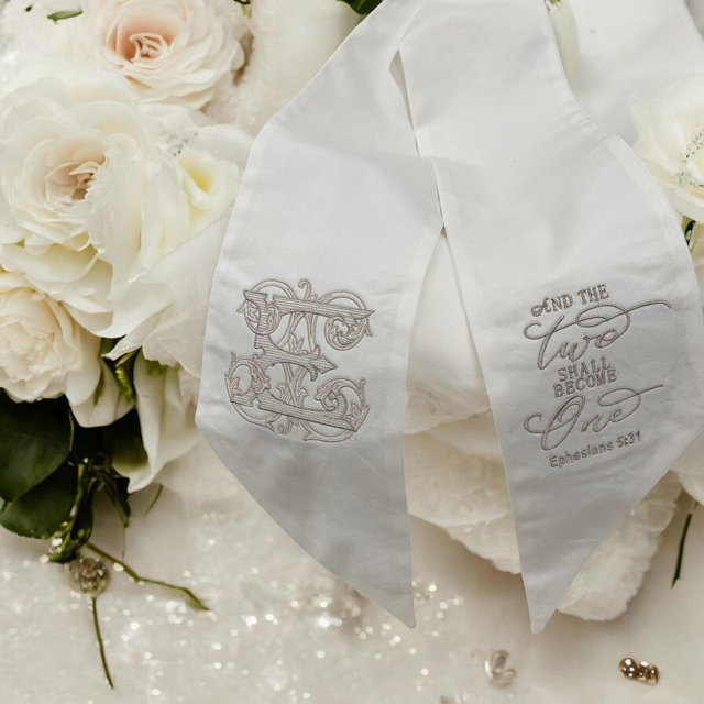 Personalized Vintage Wedding Wreath Sash