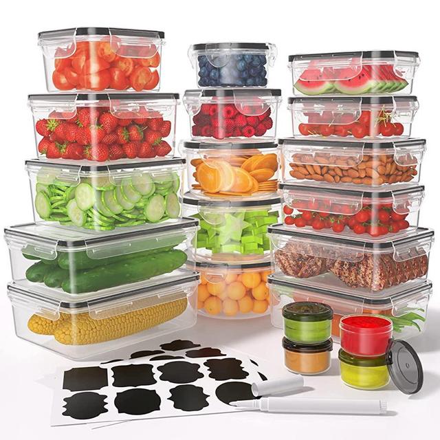 RFAQK 28 PCs Large Food Storage Containers with Airtight Lids-Freezer &  Microwave Safe,BPA Free Plastic Meal Prep Containers 