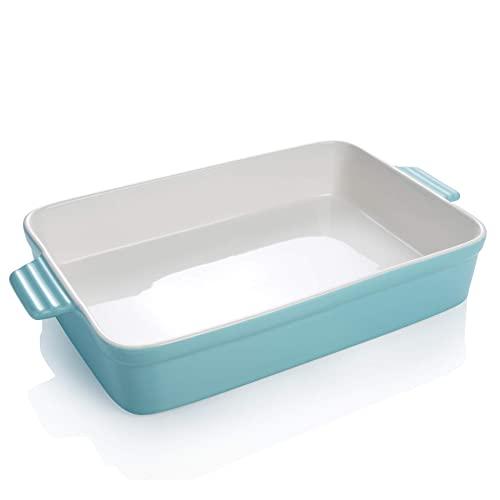 Sweese 520.102 Porcelain Baking Dish, Non-stick Lasagna Pan, Large Rectangular Baking Pan, Casserole Dish, 13 x 9 Inches, Turquoise