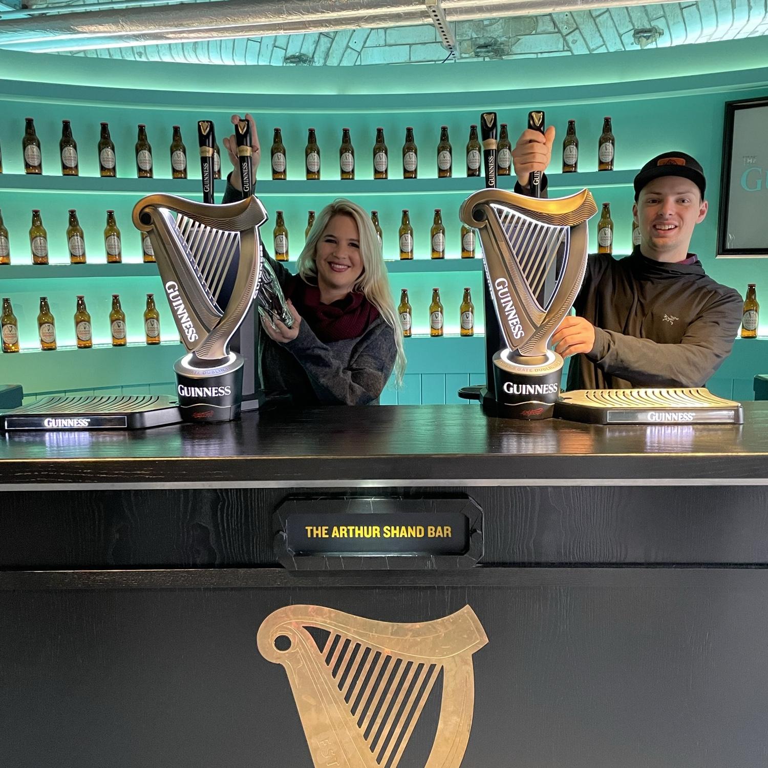 Guinness Brewery learning to pour the perfect Guinness.