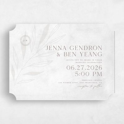 Grey Ticket Wedding Invitation - Castille Landscape