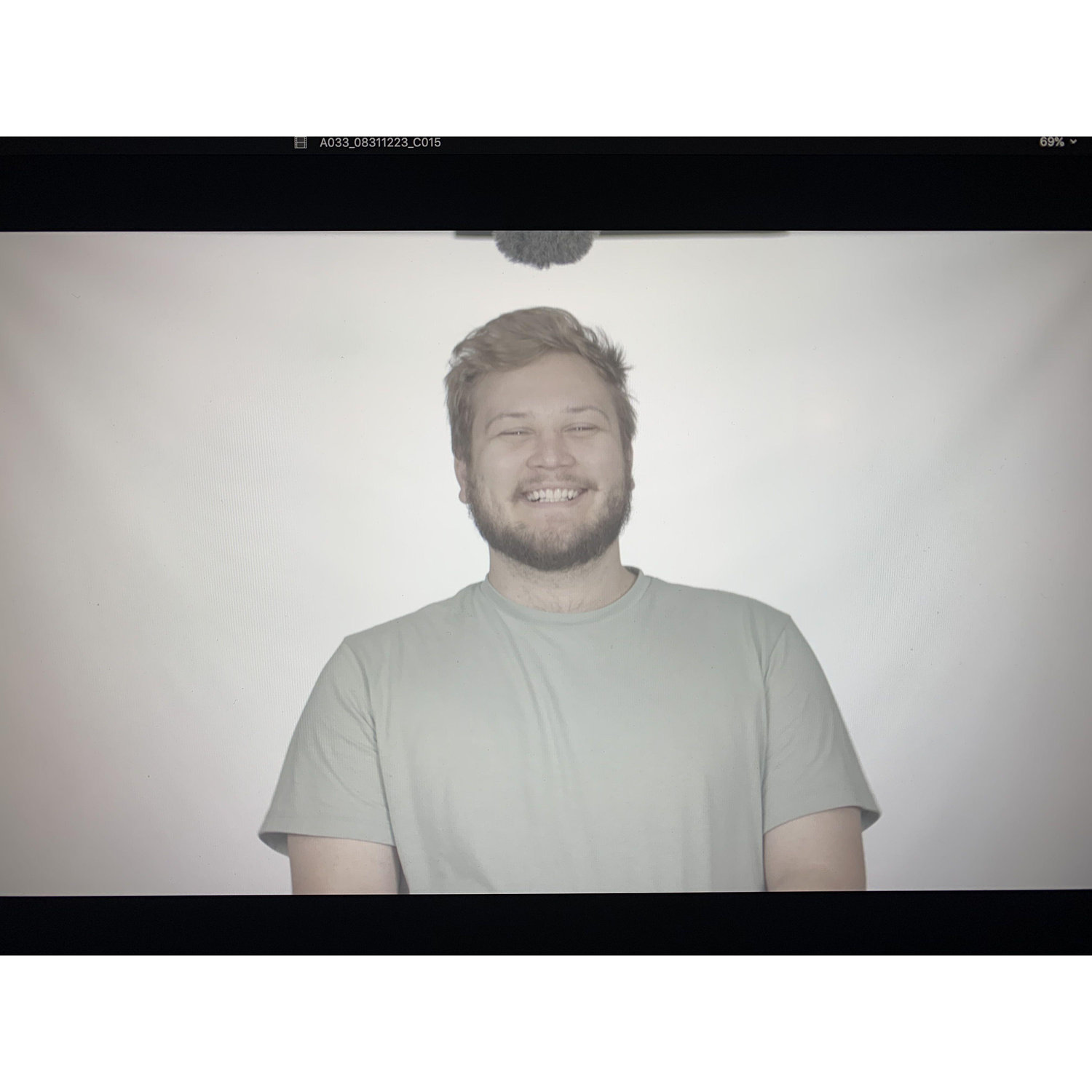 Me recording Zach doing our church's weekly video announcements in our video studio when we first started hanging out