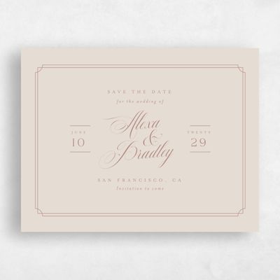 Classic Greige, Beige Wedding Save the Date - Loren Landscape
