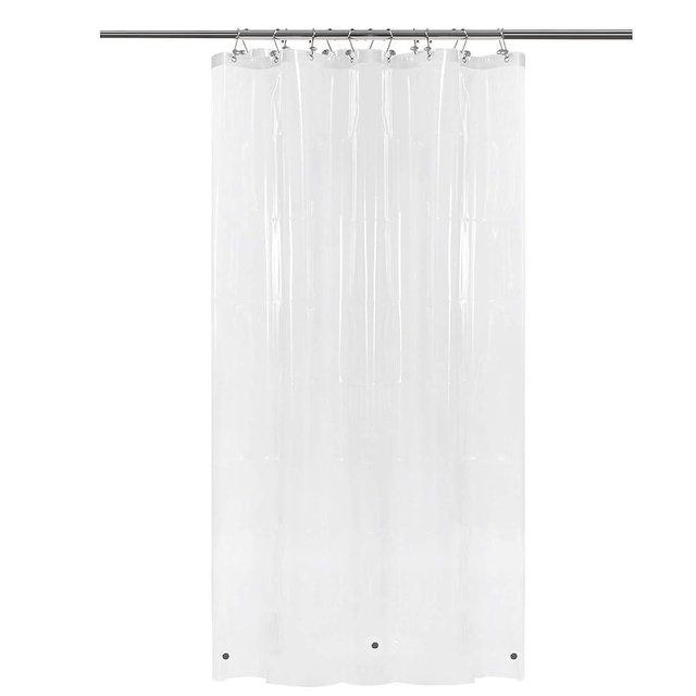 BAROSSA Design 48 inch Wide Stall Shower Curtain Liner with 3 Magnets - PEVA, Waterproof, PVC Free, Metal Grommets, Clear, 48x72