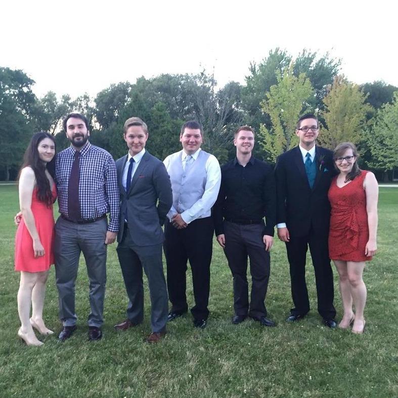 Jackie & Groomsman Josh, Best Man Andrew, Cody, Groomsman Jake, Ryan & Michelle at Cody & Sarah's wedding - WI - August 2015