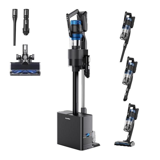 Eureka Cordless Vacuum Cleaner, Vacuum Cleaner for Home Rechargeable, Lightweight Stick Vacuum for Hardwood and Pet Hair, Blue w/Clean Station, NEC490BL