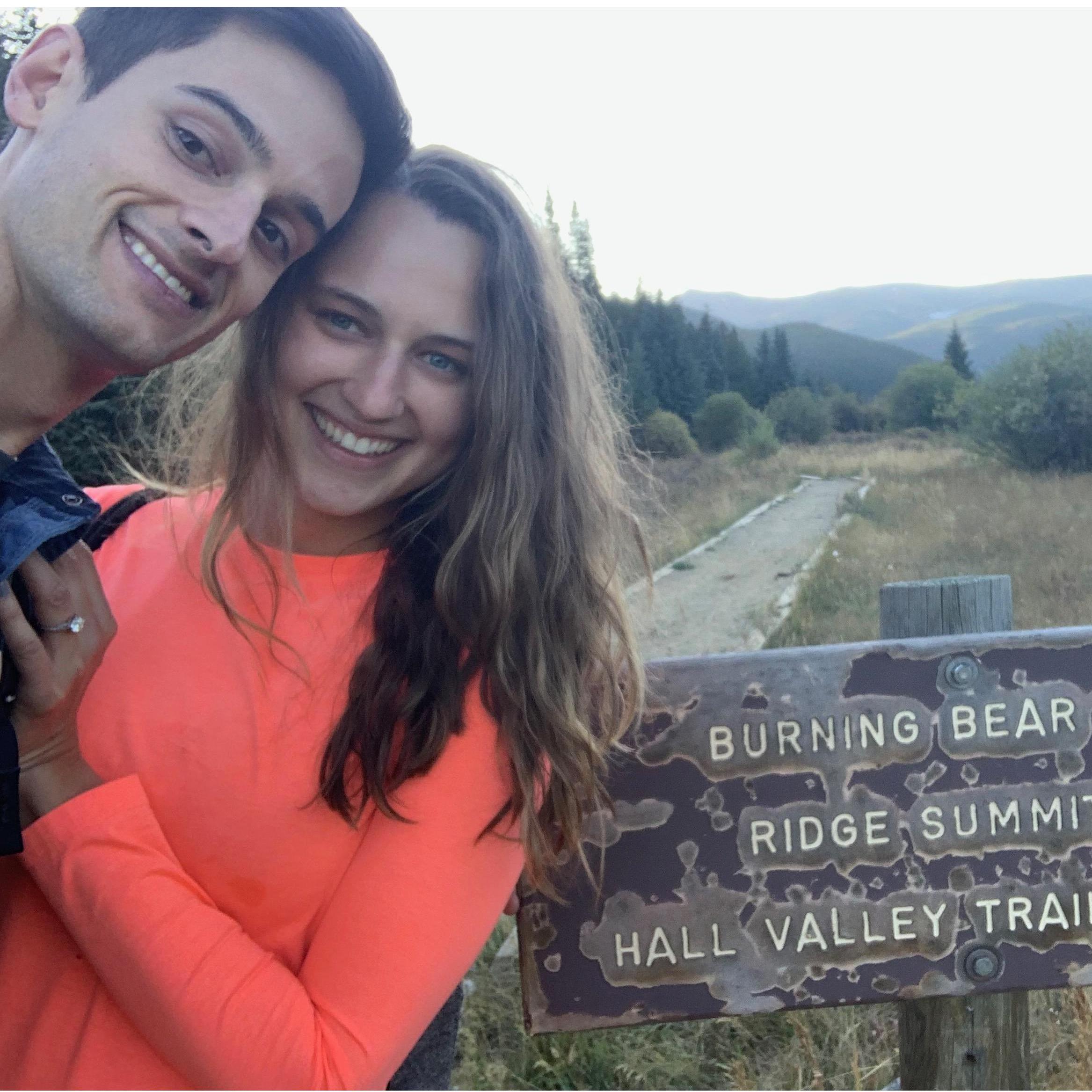 At the end of the hike where Wilson proposed to me!