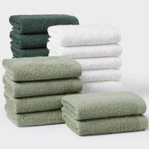 18pk Everyday Washcloths - Room Essentials™ - Green/White