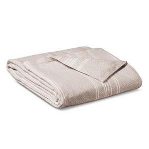 Yarn Dye Stripe Ringspun Cotton Blanket (Full/Queen) Brown Linen - Threshold™