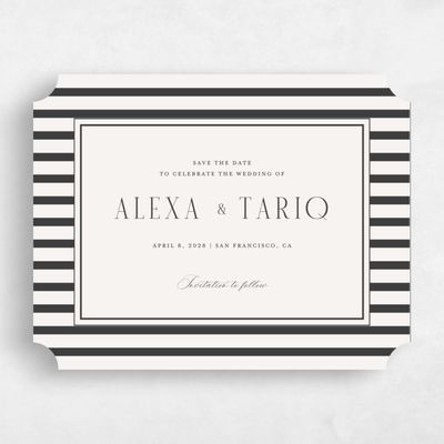 Beige Ticket Wedding Save the Date - Azelie Landscape